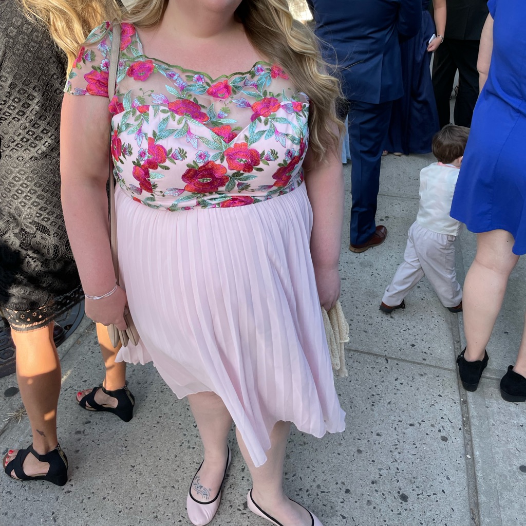 Chi Chi London Pink Floral Formal Dress, Plus Size 22
